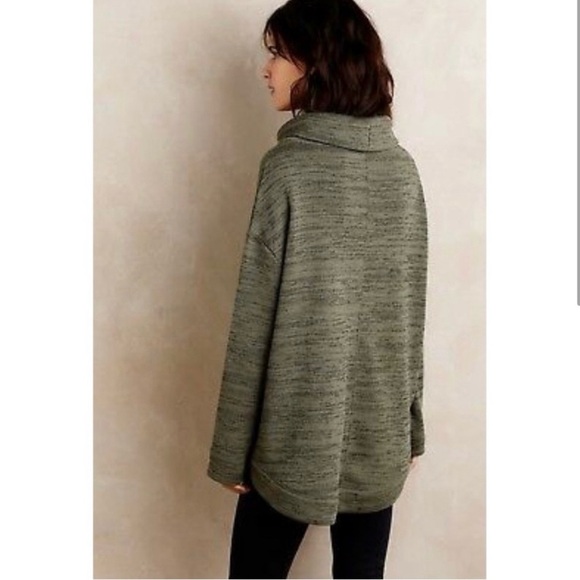 Anthropologie MTWTFSS Olive Green Cowl Neck Pullover Relaxed Cozy Casual Size M - Picture 2 of 9